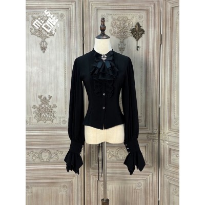 Miss Point Night Lily Asymmetric Sleeve Blouse(Reservation/Full Payment Without Shipping)